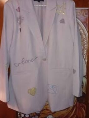 Lopez taupe embellished women's blazer Large Light Pink